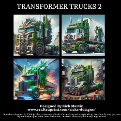 TRANSFORMER TRUCKS 2- Illustrations for Cardmakers & Designers