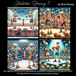 cup1361270_111584 - Skeleton Boxing 3 - Ilustrations for Cardmakers & Designers