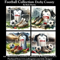 6X6 Derby County Themed - Illustrations for Cardmakers & Designers
