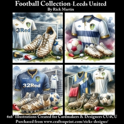 6X6 Leeds United Themed - Illustrations for Cardmakers & Designers 