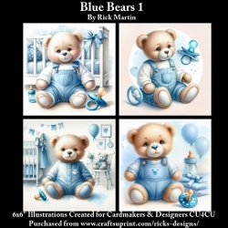 6X6 Blue Bears 1 - Illustrations for Cardmakers & Designers