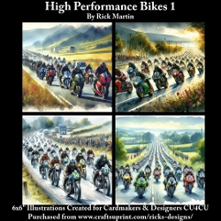 6x6 High Performance Bikes 1 - Illustrations for Cardmakers & Designers