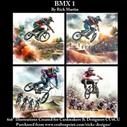 6x6 BMX Rider 1- Illustrations for Cardmakers & Designers 