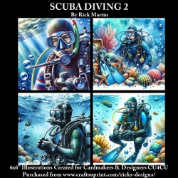 6x6 SCUBA DIVING 2  - Illustrations for Cardmakers & Designers 