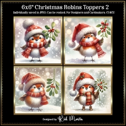 6x6 Christmas Robins 2 - Illustrations for Cardmakers and Designers 