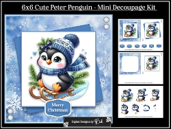 6x6 Cute Peter Penguin Mini Decoupage Kit