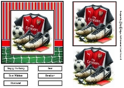 6x6 Arsenal Football 4 Card Front with Toppers and Sentiments 