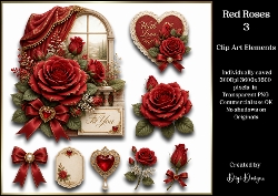 Red Roses 3 Large Clipart Collection