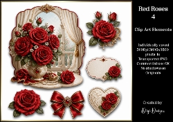 Red Roses 4 Large Clipart Collection