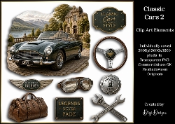 Classic Cars 2 Large Clipart Collection