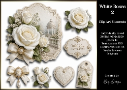 White Roses 2 Large Clipart Collection in PNG