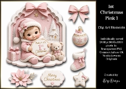 Babys 1st Christmas (Pink) 1 Clipart Collection 