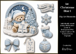 Babys 1st Christmas (Blue) 1 Clipart Collection