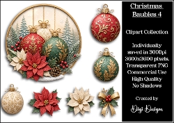 Christmas Baubles 4 Clipart Collection 