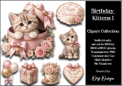 Birthday Kittens 1 Clipart Collection