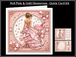 8x8 Glamorous Pink & Gold Quick Card Front with Sentiments