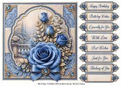 8x8 Blue Rose - Quick Card Front with Sentiment