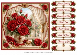 8x8 Crimson Rose Elegance - Quick Card Front with Sentiment 