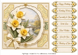 8x8 Golden Daffodils Quick Card Front with Sentiment