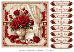 8x8 Red Rose Elegance Quick Card Front with Sentiment