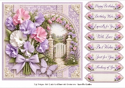 8x8 Sweet Pea Garden Quick Card Front with Sentiment