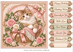 8x8 Vintage Rose Kitten Quick Card Front with Sentiment