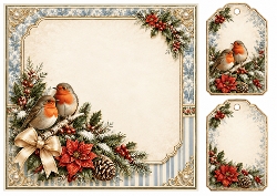8x8 Christmas Robins - Blank Insert