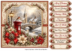 8x8 Robin Christmas Village - Quick Card Front with Sentiments 