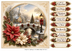8x8 Vintage Christmas Village - Quick Card Front with Sentiments
