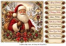 8x8 Vintage Santa Village - Quick Card Front with Sentiments 