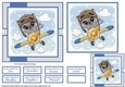 6x6 Kitten flying plane Card Front with Topper, Gift Tag & Sentiments 