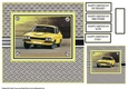8X8 Yellow Sports Car Card Front, Tag & Sentiments 