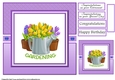 8x8 Gadening Bucket of Flowers Card Front, Tag & Sentiments
