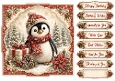 8x8 Ornate Christmas Penguin - Quick Card Front with Sentiments