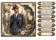 8x8 Art Deco Man Quick Card Front with Sentiments & Gift Tags