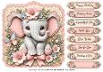 8x8 Pretty Elephant Quick Card Front with Sentiments 