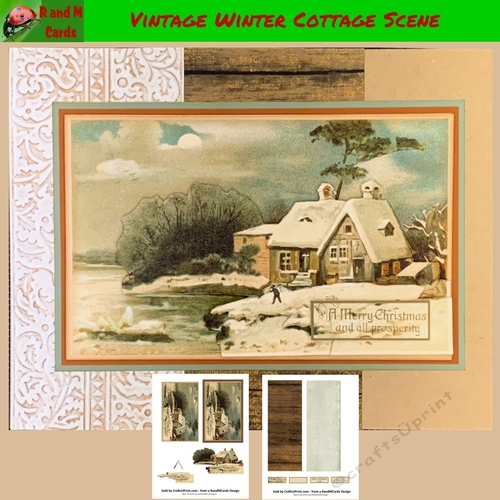Vintage Christmas Cottage Scene Postcard