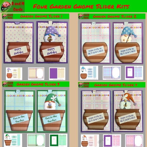 Four Garden Gnome Slider Cards