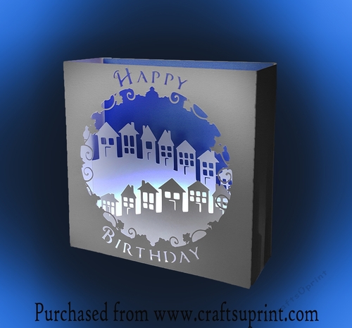 Village on a Hill 3D Box card