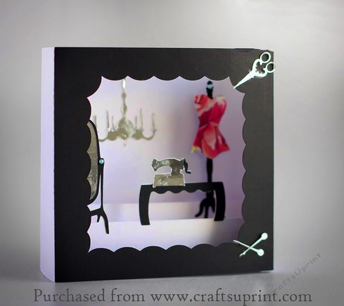 Vintage Sewing Room themed box card
