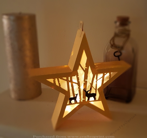 Woodland deer  scene Hanging Star Lantern