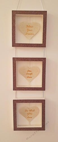 Box frame set of 3 with love heart and text detail