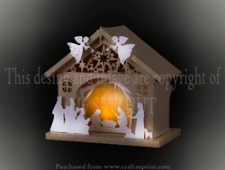 3D Nativity Barn with rear access flap to add battery powered lighting