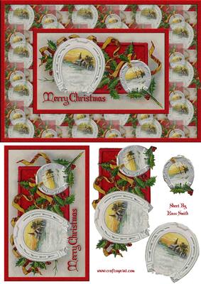 Christmas Scenes & Holly Card Front