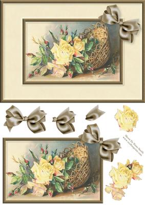 Yellow Roses in Basket Quick Card