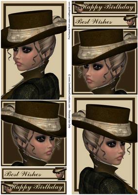 Woman in Brown Topper