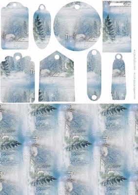 Christmas Snow Scene Tag Sheet