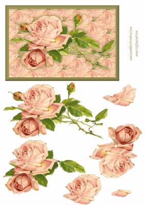 Large Peach Rose Decoupage