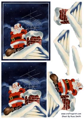 Santa on the Roof Decoupage