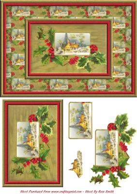 Christmas Scene & Holly Quick Card